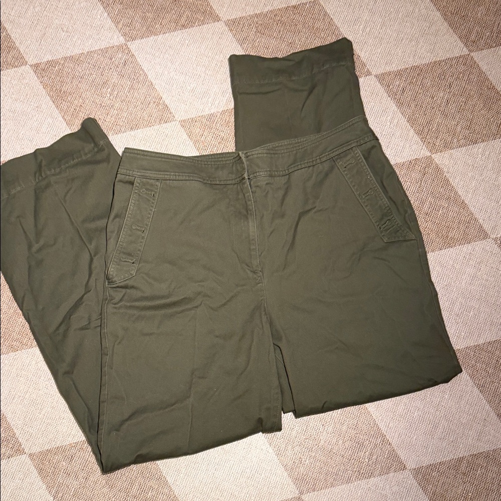 Talbots Olive Wide-Leg Pull-On Pants